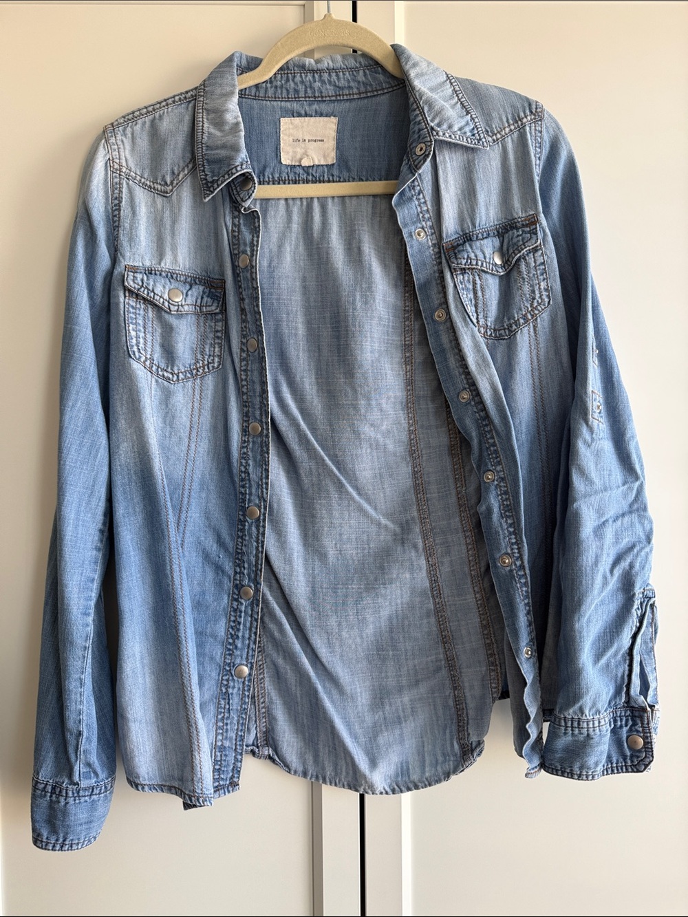 life in progress Light Blue Denim Button-Down Shirt